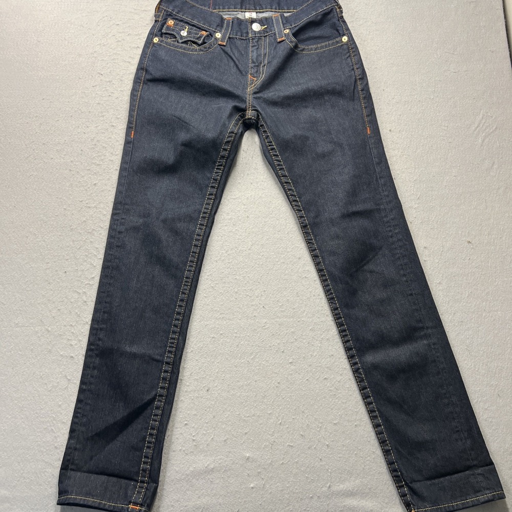 True Religion Jeans Mens 32x34 Dark Blue Section Skinny Stretch Denim World Tour